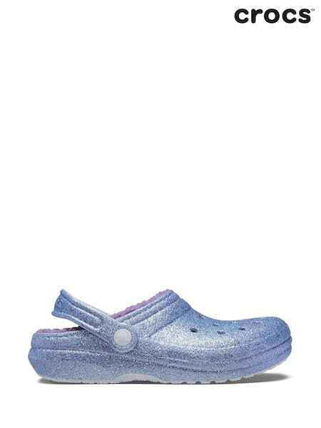 Crocs Blue Kids Classic Glitter Lined Clogs (AT3961) | €71