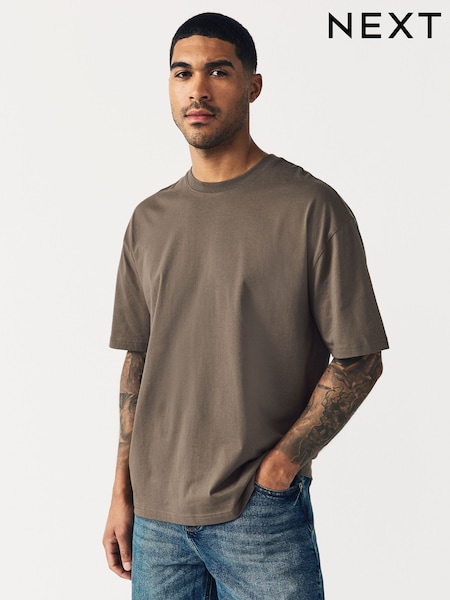 Бежево-коричневый - Свободный крой - Essential Crew Neck Cotton T-Shirt (AT4024) | €9