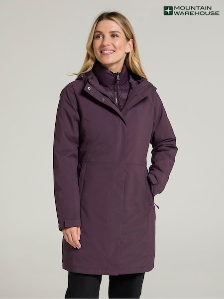 סגול - Mountain Warehouse Womens Alaskan 3-in-1 Waterproof Long Jacket (AT4025) | ‏880‏₪