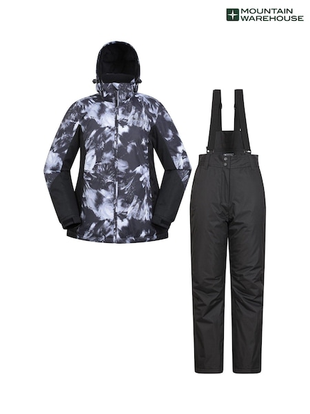 Mountain Warehouse Black Printed Womens Snow Ski Jacket And Trousers Set (AT4037) | AED699