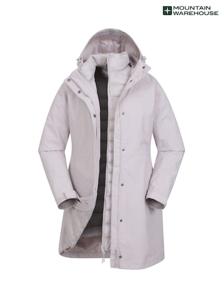 Mountain Warehouse Cream Womens Alaskan 3-In-1 Waterproof Long Jacket (AT4048) | ₪880