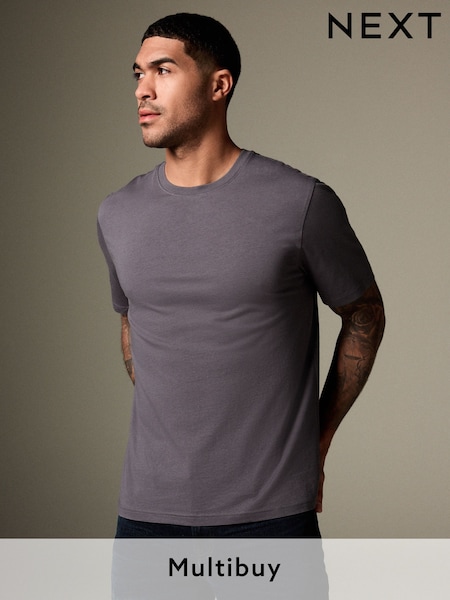 Grey Slate Slim Fit Essential Crew Neck Cotton T-Shirt (AT4145) | €9