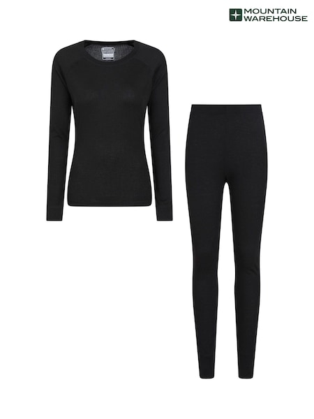 Mountain Warehouse Black Womens Talus Thermal Top & Joggers Set (AT4147) | €49