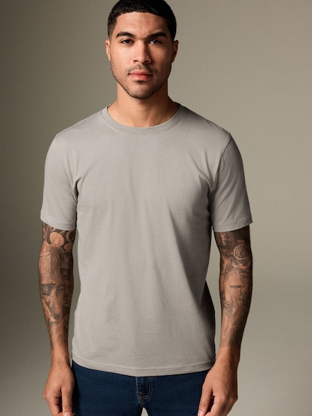 Бежево-песочный - Зауженный крой - Essential Crew Neck Cotton T-Shirt (AT4156) | €9