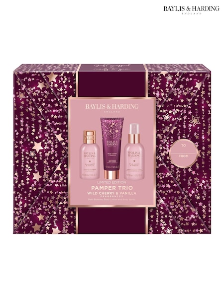 Baylis & Harding Wild Cherry & Vanilla Gift Wrapped Pamper Trio Gift Set