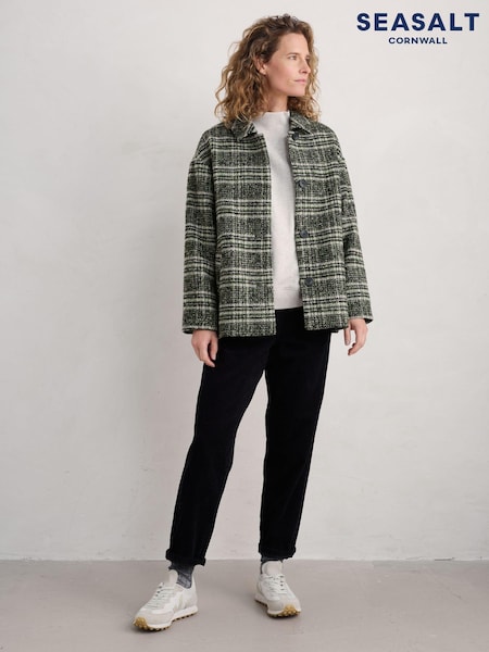 Verde - Seasalt Cornwall Beamwind Checked Wool Blend Jachetă (AT4205) | 762 LEI