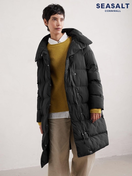 Seasalt Cornwall Black Holywell Bay Waterproof Coat (AT4215) | AED655