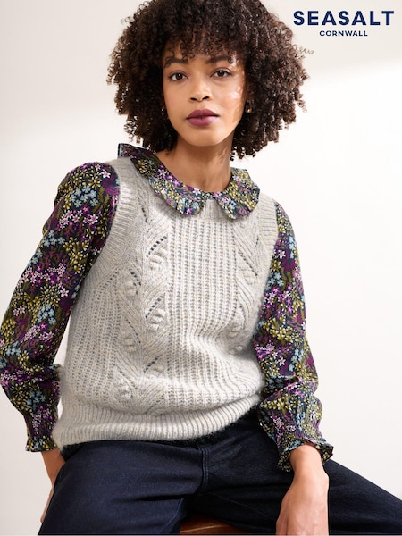 Seasalt Cornwall Black Last Leaf Printed Organic Cotton Top (AT4224) | €44