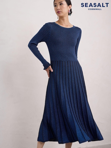 Синий - Seasalt Cornwall Glass Stem Sparkly Knitted Dress (AT4246) | €106