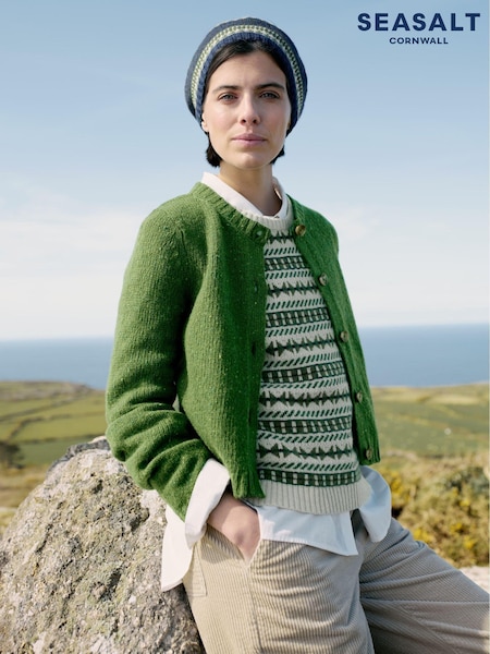 Seasalt Cornwall Green Lemon Porch Fairisle Pattern Knitted Vest (AT4250) | €59