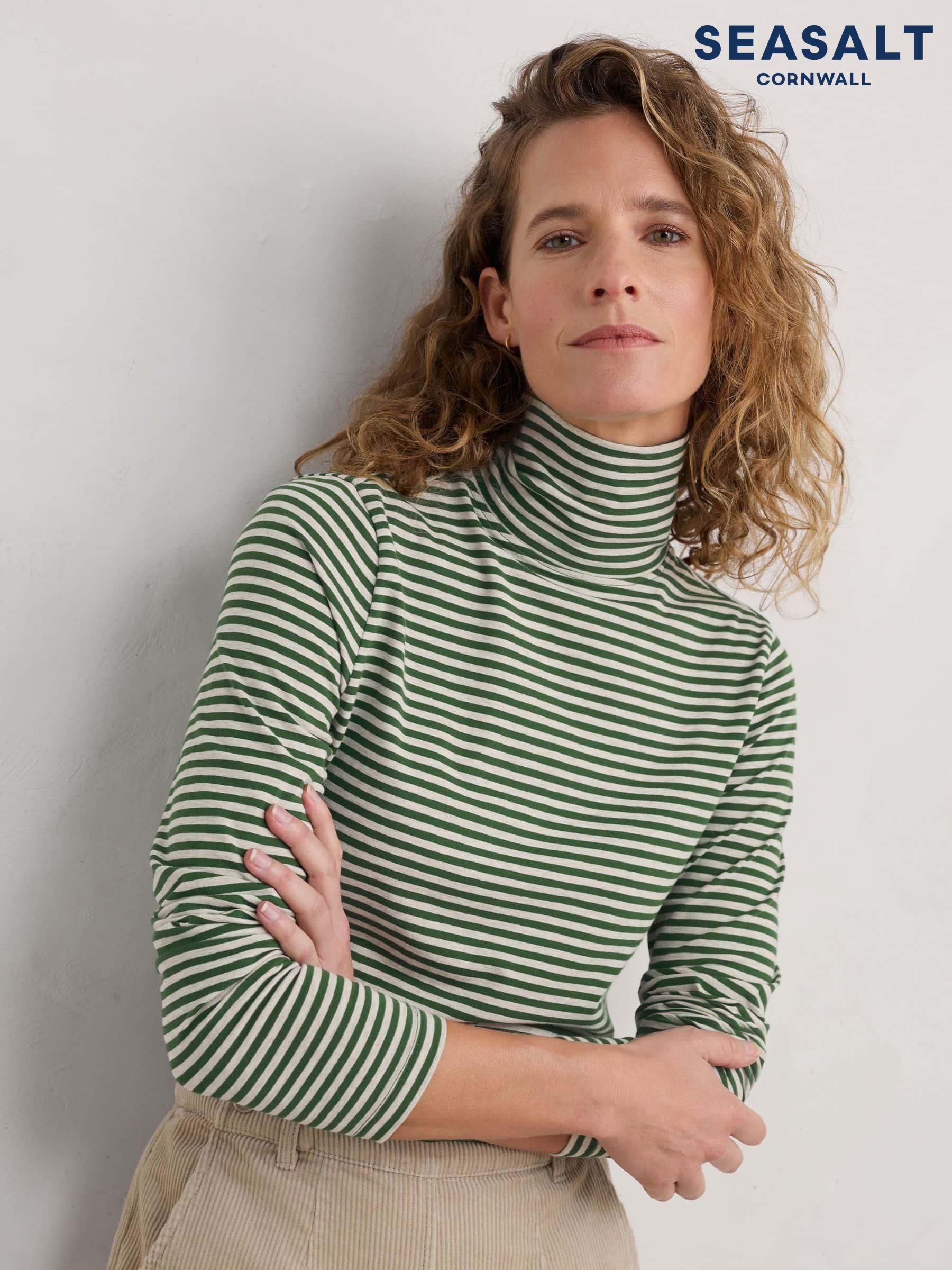 Women s T Shirts Stripe High Neck Tops Next Oman