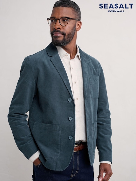 Seasalt Cornwall Deep Teal Mens Plantsman Cord Blazer (AT4286) | AED320