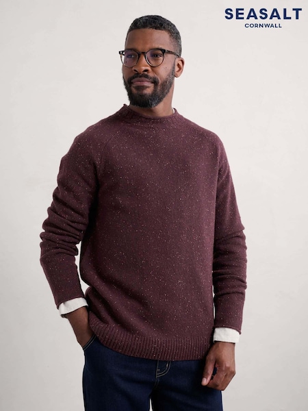 Seasalt Cornwall Purple Mens Fitcher Knitted Jumper (AT4304) | AED262