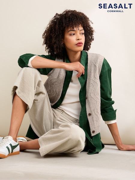Seasalt Cornwall Natural Pendouer V-Neck Button Up Knitted Vest (AT4321) | € 31