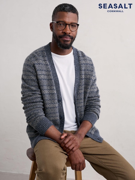 Seasalt Cornwall Blue Mens Petherwin Cardigan (AT4330) | 247 QAR