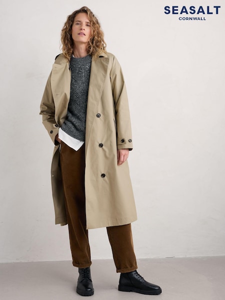Seasalt Cornwall Natural Penweathers Waterproof Trench 100% Cotton Coat (AT4365) | €217