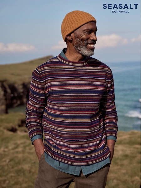 Seasalt Cornwall Red Mens Lambswool Blend Notebook Jumper (AT4390) | AED233