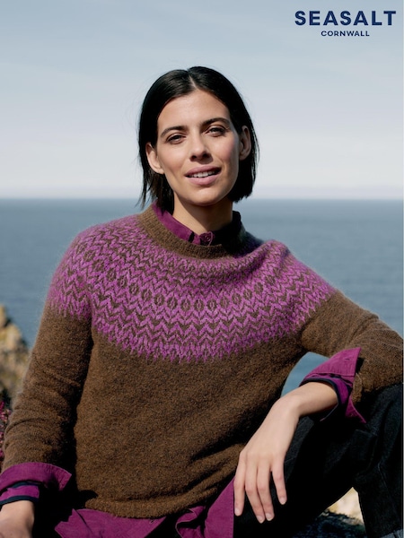 Braun - Seasalt Cornwall Spruce Frost Pullover mit Norwegermuster (AT4407) | 81 €