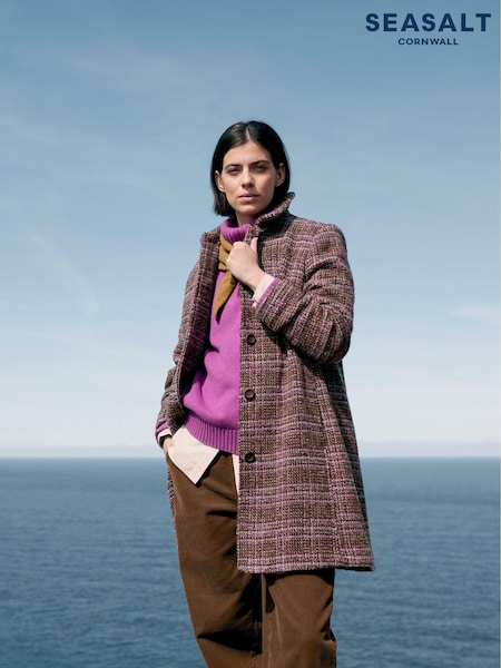 Seasalt Cornwall Wood Cabin Wool Blend Twill Coat (AT4420) | 914 LEI
