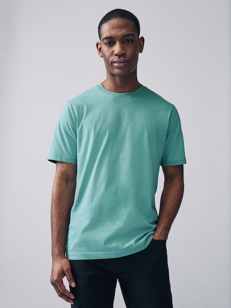 Turquoise Blue Regular Fit Essential Crew Neck Cotton T-Shirt (AT4434) | ₪28