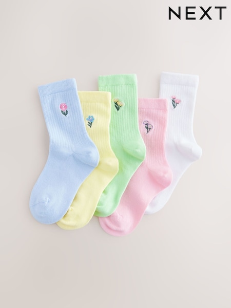 Multicolor - 5 Pack Cotton Rich Embroidered Ankle Socks (AT4453) | 10 € - 13 €