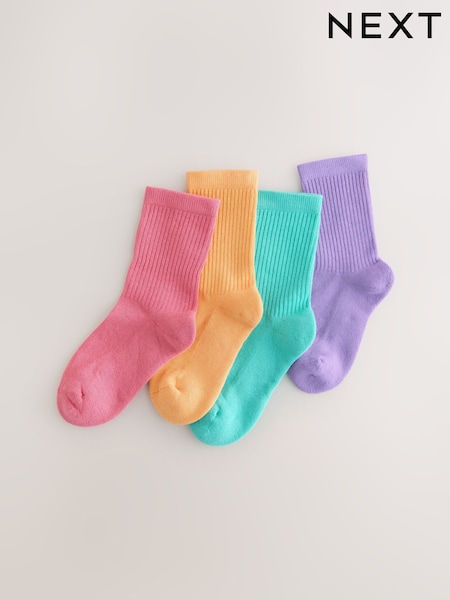 Mehrfarbig - 4 Pack Cotton Rich Cushioned Footbed Rib Ankle Socks (AT4455) | 9 € - 11 €