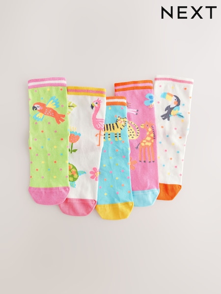 Mehrfarbig - 5 Pack Cotton Rich Flamingo Ankle Socks (AT4458) | 11 € - 13 €