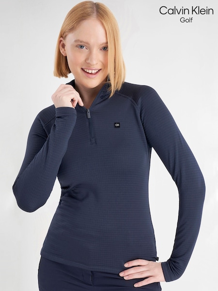 Calvin Klein Golf Blue Lantanas Textured Quarter Zip Sweater (AT4479) | €79
