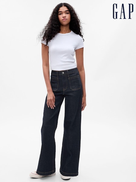Gap Dark Blue High Waisted Stride Wide-Leg Jeans (AT4537) | €72