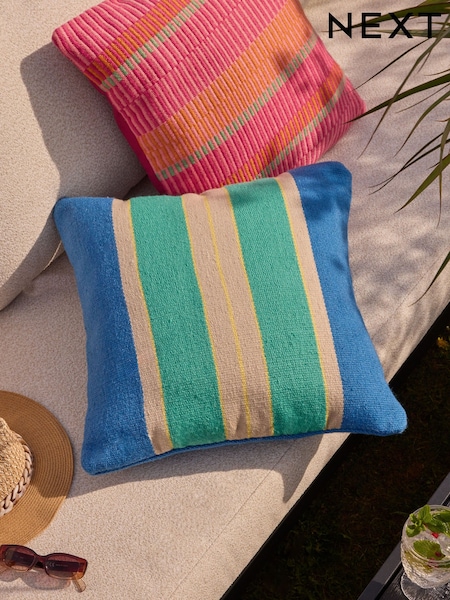 Bright Blue Indoor Outdoor Stripe Cushion (AT4539) | €30