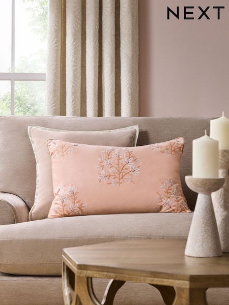 Dusky Pink Embellished Country Floral Cushion (AT4544) | €31