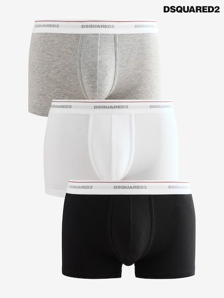DSquared2 White/Black Underwear Logo Boxers 3 Pack (AT4559) | ₪453