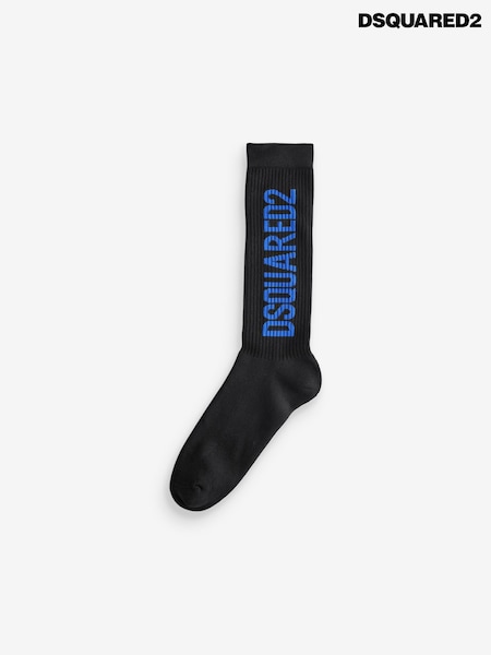 DSquared2 Black Underwear Logo Mid Crew Socks (AT4561) | €92