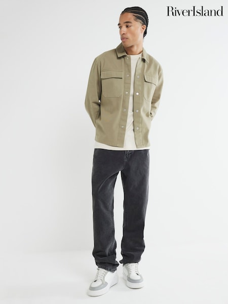 River Island Twill Snap 100% Cotton Overshirt (AT4608) | ‏24 ر.ع.‏