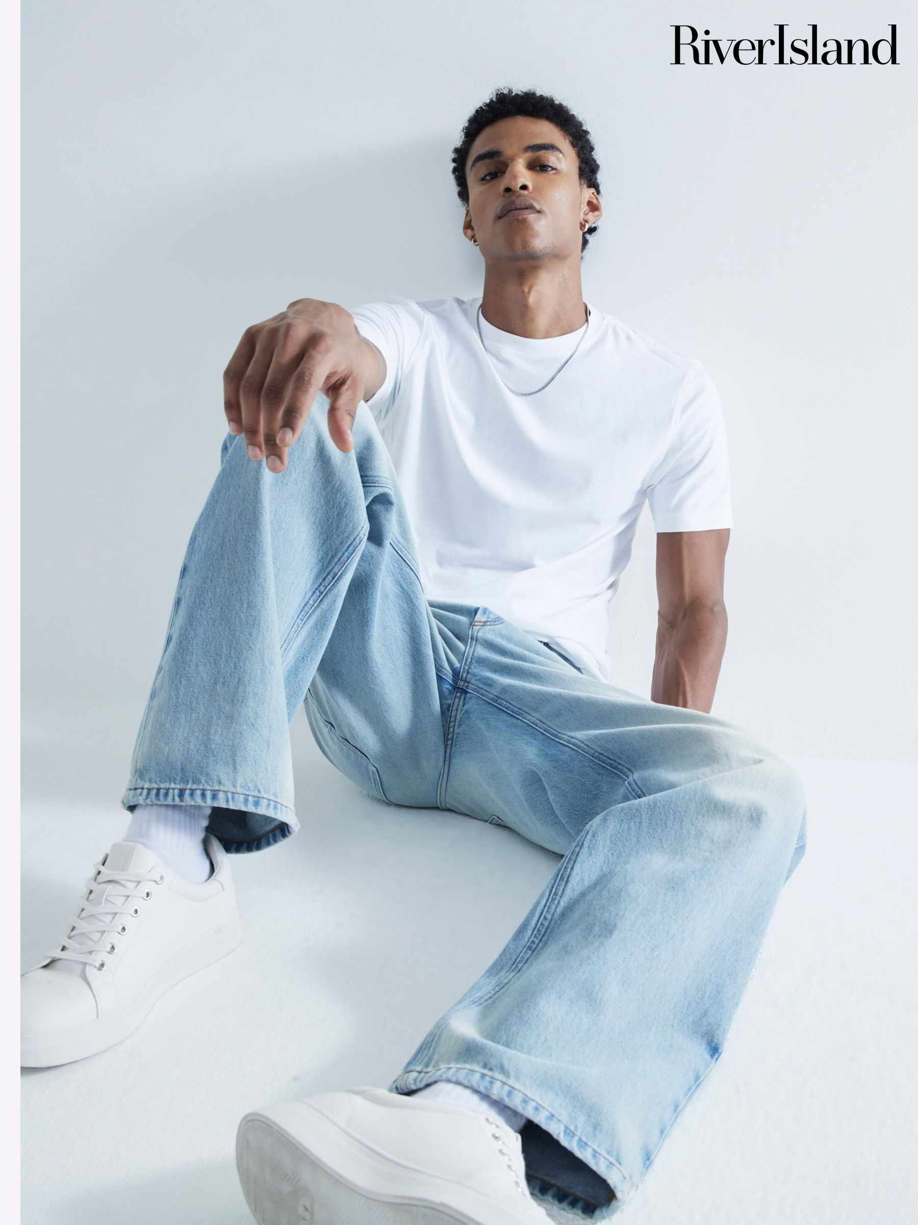 River island blue jeans top