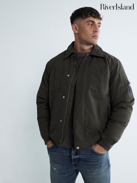 River Island Green Padded Utility Jacket (AT4615) | €100