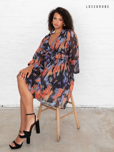 Lovedrobe Blue Elasticated Waist V-Neck Mini Dress (AT4635) | €37