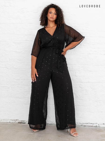 Lovedrobe Clip Spot Black Jumpsuit With Waist Tie (AT4645) | 123 QAR