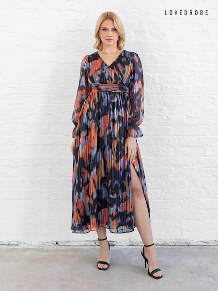 Lovedrobe Blue Wrap Front Tie Back Midaxi Dress (AT4646) | 146 QAR