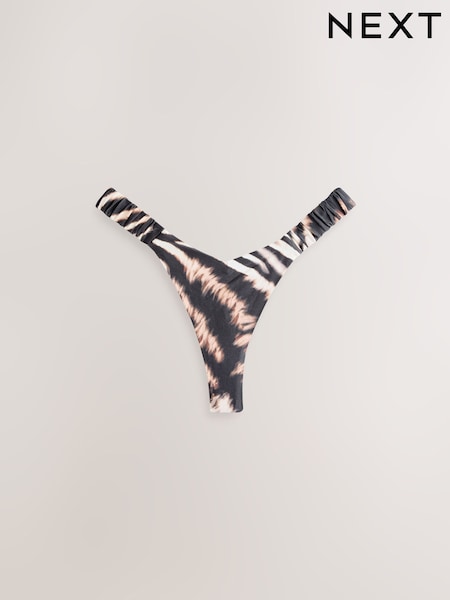 שחור/מנומר - Tanga High Leg Bikini Bottoms (AT4959) | ‏53‏₪