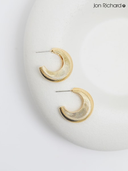 Jon Richard Gold Tone Diamond Cut Hoop Earrings (AT5044) | €22.50