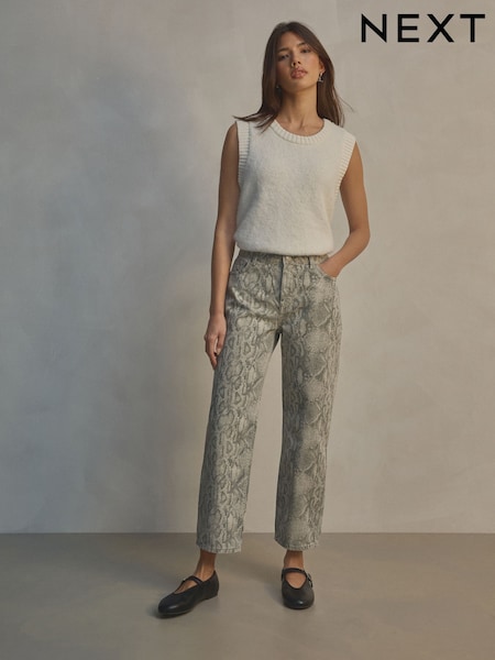 Нейтральний зміїний принт - Straight Leg 100% Cotton Jeans (AT5100) | 1 590 грн