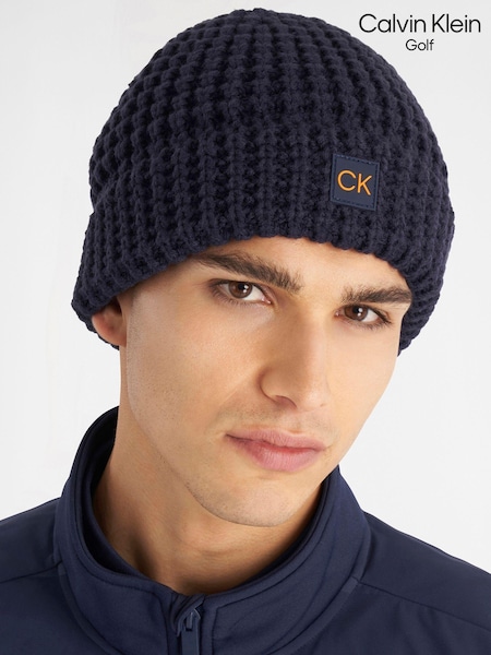 Calvin Klein Golf Blue Chunky Knit Beanie With Badge (AT5227) | €13