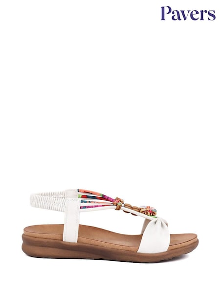 Белый - Pavers Embellished Flat Black Sandals (AT5299) | €40