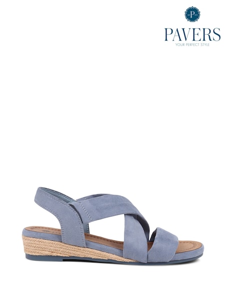 Pavers Blue Slip On Wedge Sandals (AT5309) | €35