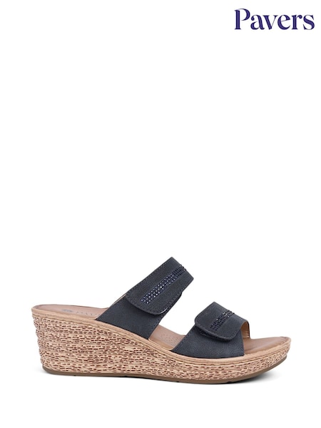 Sininen - Pavers Touch-fasten Wedge Mule Sandals (AT5315) | €35