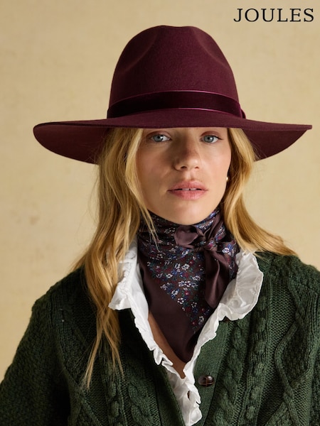 Joules Grove Berry Red Wool Fedora (AT5364) | €60