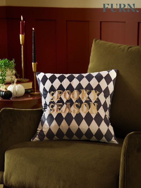 Furn Spooky Season Velvet Halloween Fibre Filled Cushion