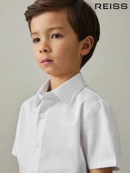 Reiss White Woods 9-13 yrs Cotton Slim-Fit Short-Sleeve Shirt (AT5444) | €35