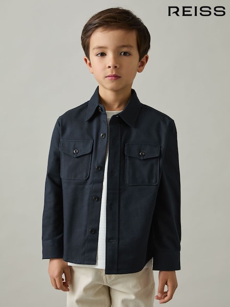 Reiss Navy Whisper 3-9 yrs Twin Pocket Textured Overshirt (AT5451) | €58